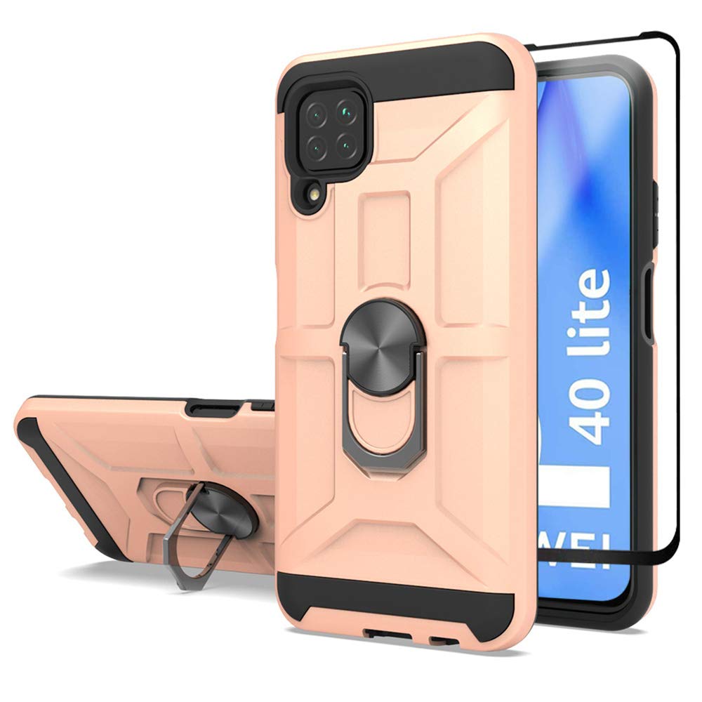 Cuoqing Cover Huawei P40 Lite con Pellicola Vetro Temperato, Antiurto Protezione Silicone con Kickstand Custodia per Huawei P40 Lite (Viola