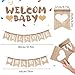 Burlap Welcome Baby Banner, Pre-Strung Burlap Baby Shower Banners,Rustic Neutral BabyShower Decorations for Boy and Girl- Newborn Birth Hospital Signs- Party Wall Backdrop