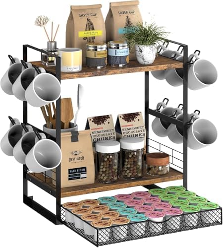Coffee Mug Cup Holder Tree Bar Station Organizer for Countertop, ...