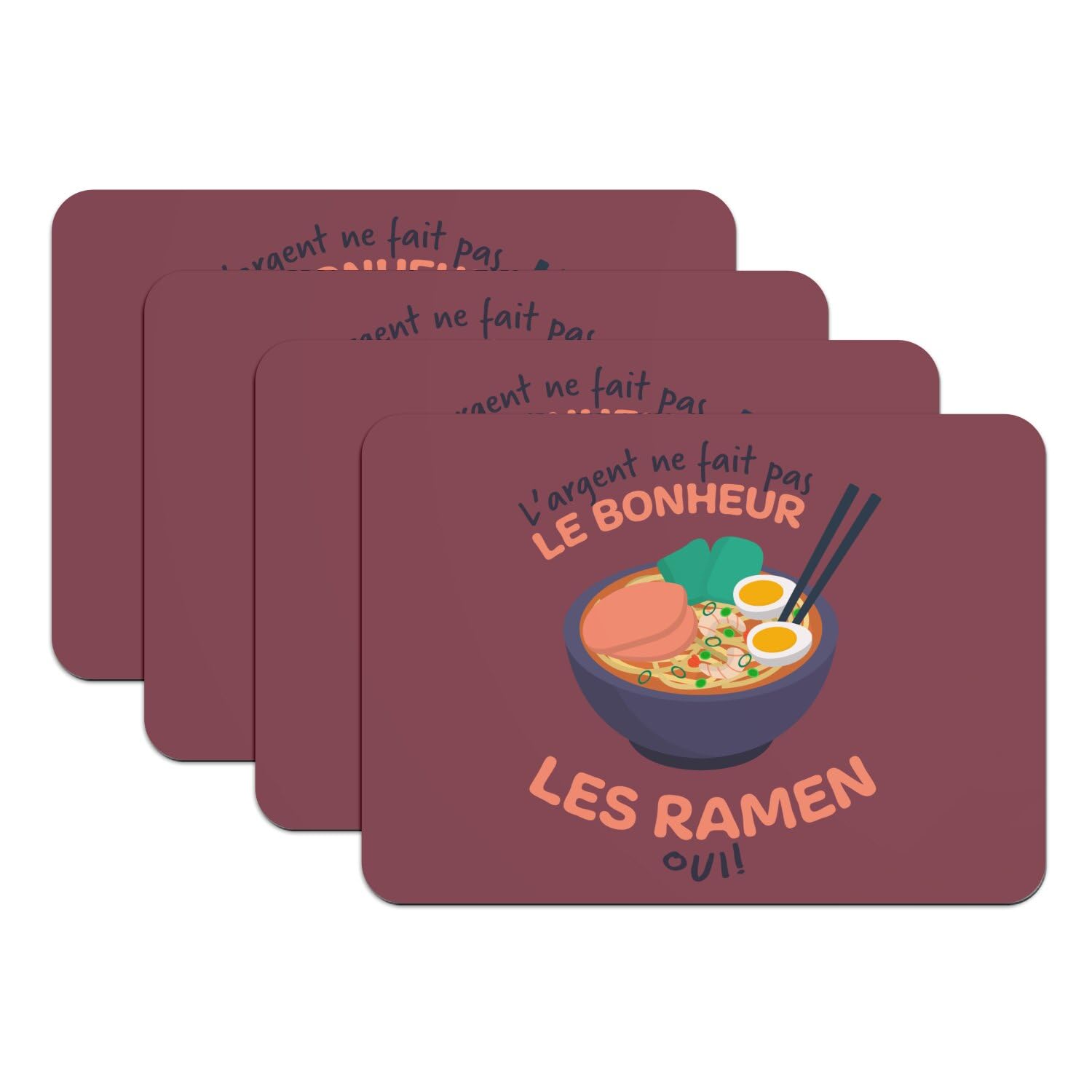 Set de table Japonais rouge pour soirées Ramen en famille x4