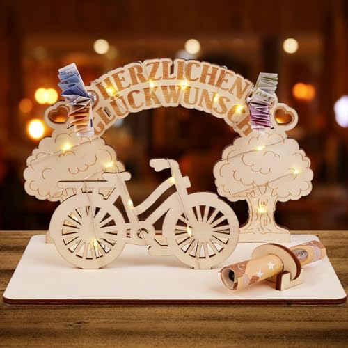 ARTREE Geldgeschenke Geburtstag Holz Fahrrad Geschenk, Fahrrad Deko...
