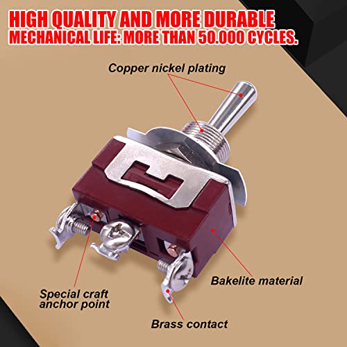 Twidec/3Pcs Heavy Duty Waterproof Momentary Toggle Switch 12V Dc 20A Spdt 3 Position 3 Pin (On)-Off-(On) Switch With Weatherproof Boot Cap Cover For Car Boat And Terminal Kl-C123-Hmz #TOP4