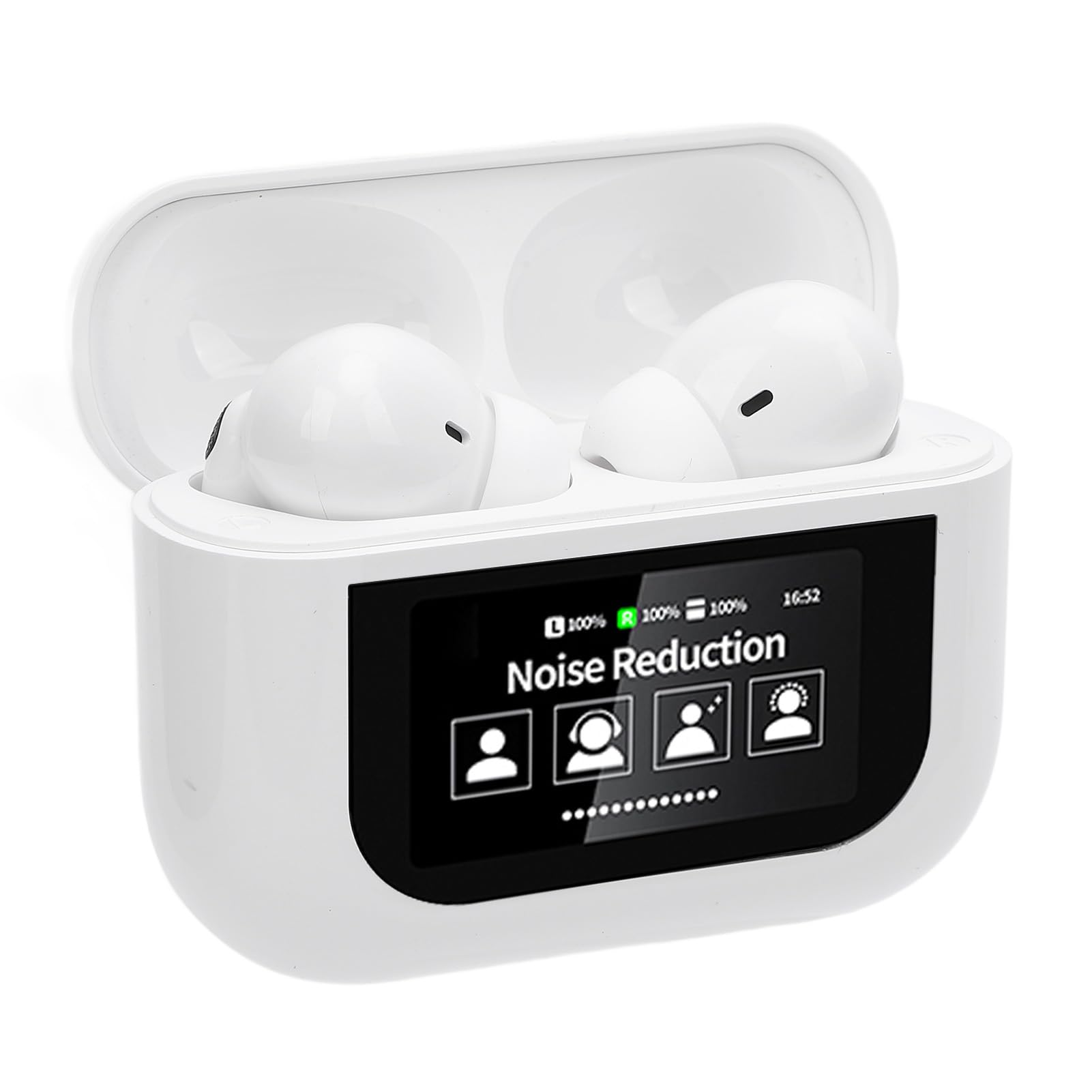 Traduzione in 144 Lingue Riduzione Intelligente del Rumore Auricolari Traduttore 5.4 per, Auricolari Traduttore Touch Screen per Viaggiatori, Plastica, 4-5 Ore (WHITE)