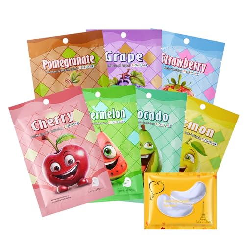 7 Pcs Face Sheet Masks,Face Mask Set Skin Care Face Mask Skincare for Teenage Girls Fruit Face Mask Gift Set Nourishing Brightening Soothing for Various Skin Types Face Masks Skincare