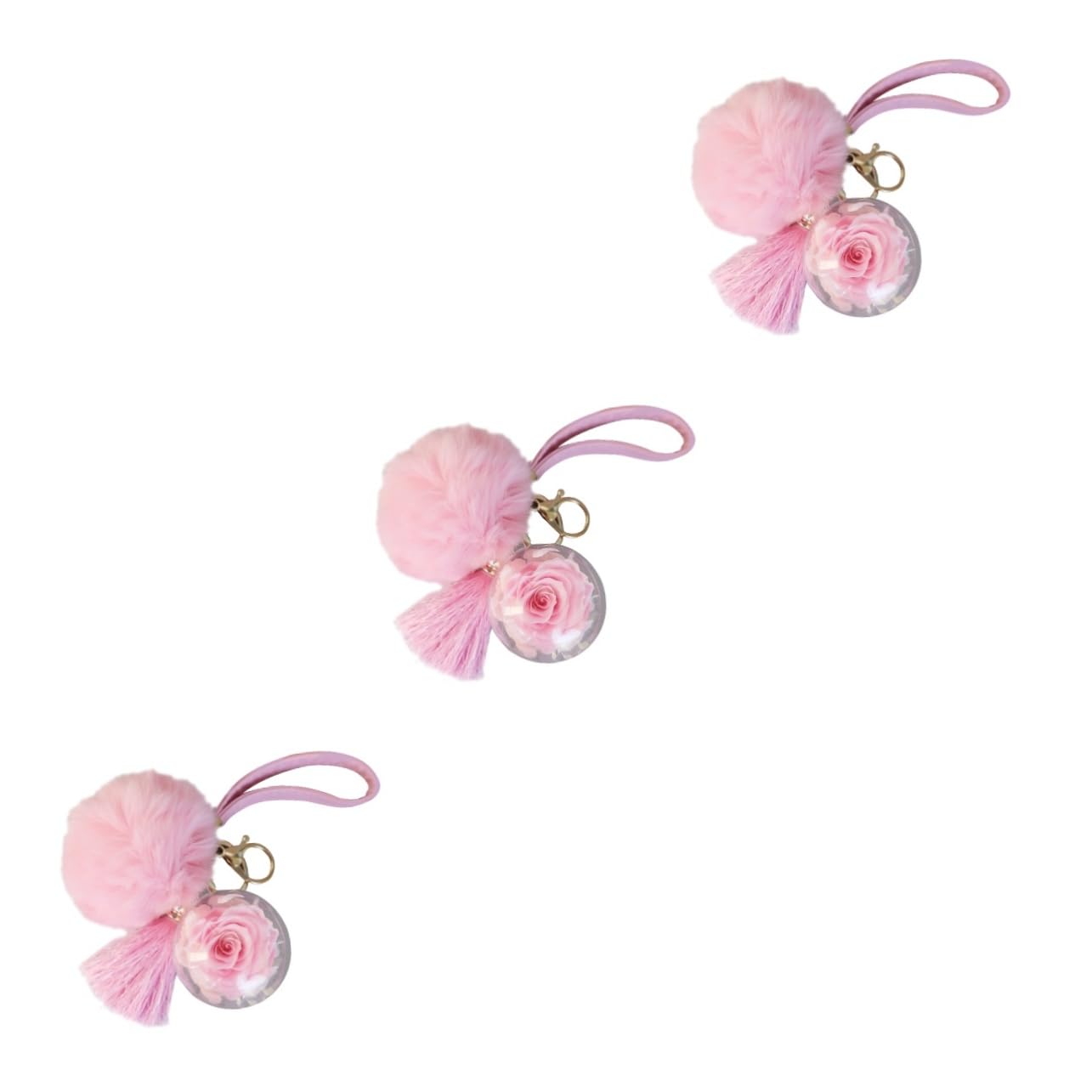 LIFKOME 3 Uds Pulseras De Brazalete Para Mujer Llavero Con Pompón De Mujer Llavero Decorativo Con Pompón De Rosas De Coche s De Rosa Bolsa