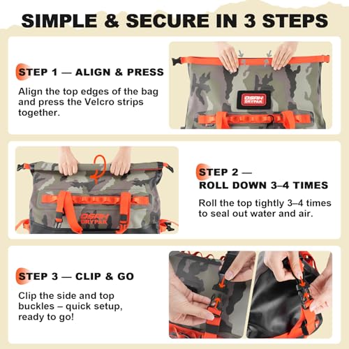 Image of OSAH DRYPAK Waterproof Duffel Bag 25L /40L /60L - Heavy-Duty Motorcycle Tail Bag, Roll-Top Dry Bag for Travel, Camping, Boating, Kayaking, Outdoor Adventure