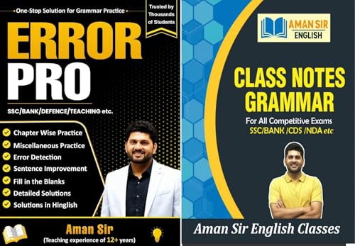 Image of Error Pro & Class Notes Grammar COMBO By Aman Sir |Grammar Practice Book | Useful For SSC EXAMS | BANK | DEFENCE | TEACHING | Competitive Exams | ... Exams| Aman Sir (Paperback, Aman sir)