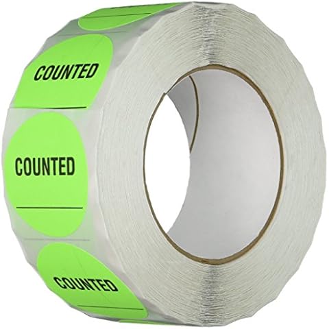 TapeCase INVLBL-023 Counted Inventory Label, Circular Adhesive Label, Green, 2 in, 1000 Labels Per Roll, 1 Roll Cover