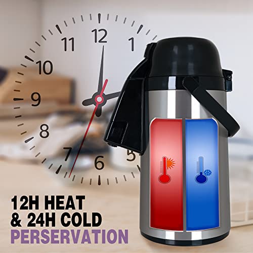 Airpot Coffee Carafe 102Oz, Goteble Thermal Vacuum Flask, 3L Large Capacity Suitable For Large Family And Small Party Silver #TOP3