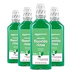 Amazon Basics Anticavity Fluoride Rinse, Alcohol-Free, Mint, 18 ounce (Pack of 4)