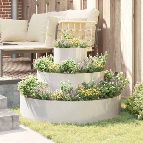 Pot de fleurs rond en acier pour extérieur robuste et facile à monter - 5