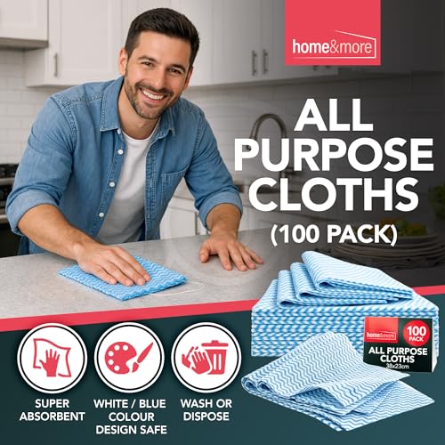 SOL 100pk All Purpose Clothes, 38x23cm Disposable Cleaning J Cloths Blue, Soft, Absorbent, Gentle & Reusable for Household and Professional Cleaning, Ideal for Polishing, Dusting, Washing Dishes - Image 4