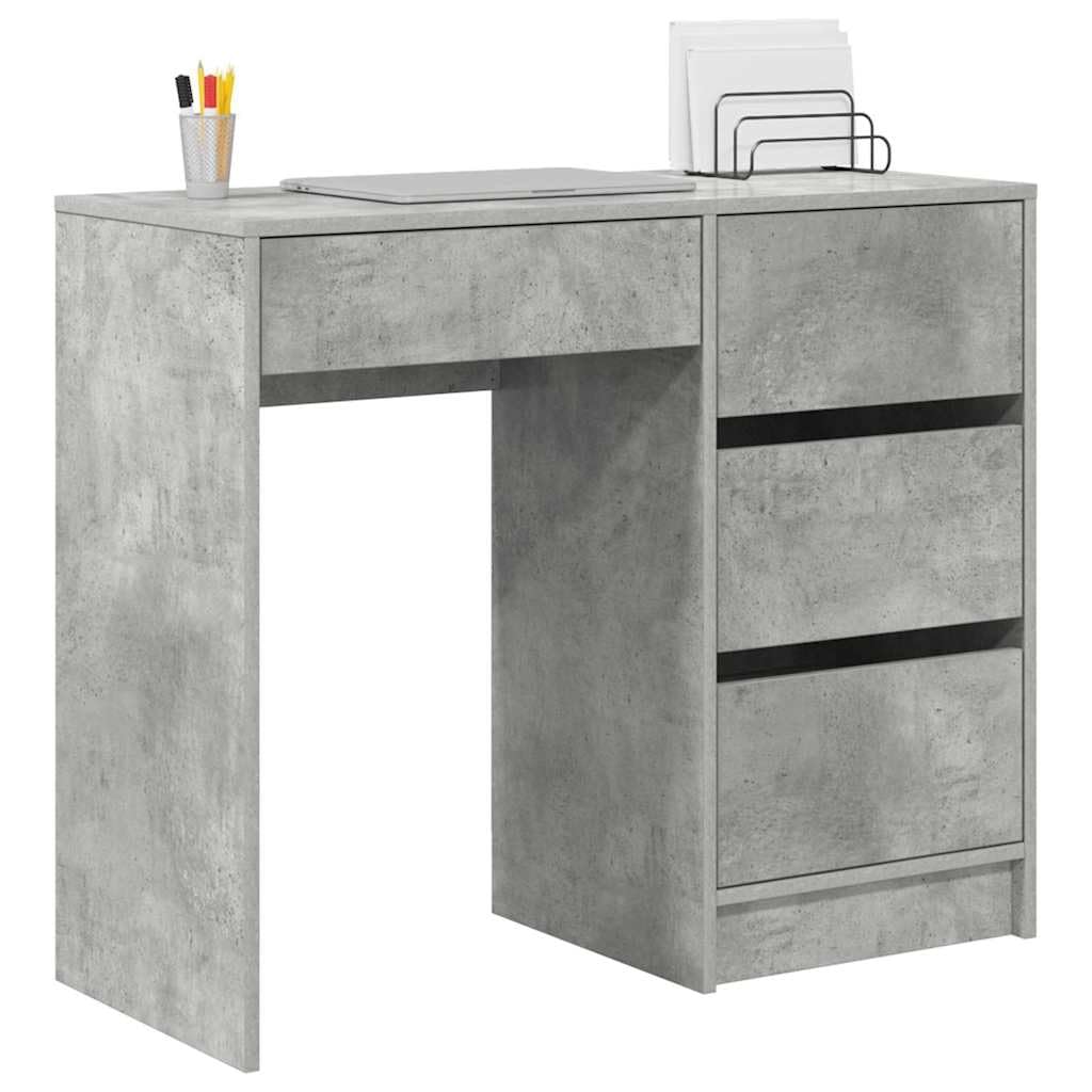 Schreibtisch Beton Grau 90 x 37,5 x 75 cm Holzwerkstoff Moderner Computertisch mit Stauraum für Home Office Büroarbeit Schreibtischzubehör