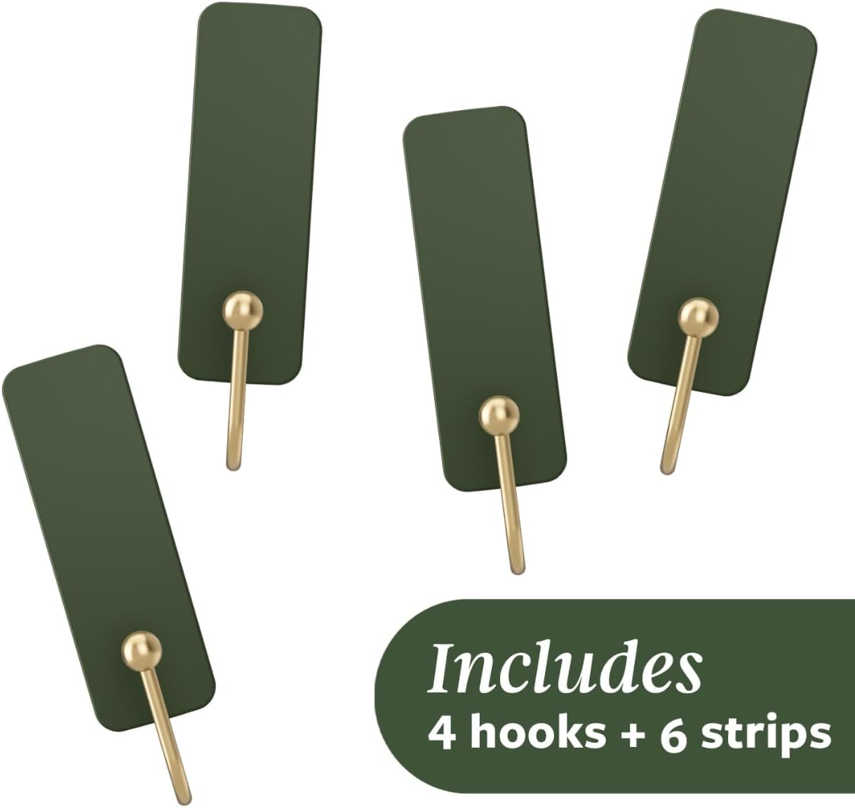 Command Medium Wire Hook, Rosemary, 4 Hooks, 6 Strips