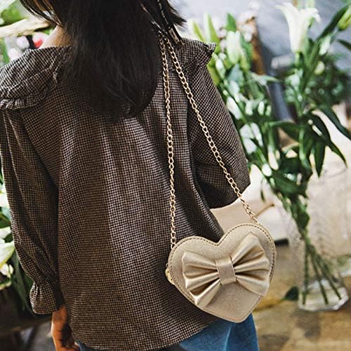 Goclothod Girls Bowknot Mini Coin Purse Heart Shape Cross Body Handbag Shoulder Bag Wallet - Image 7