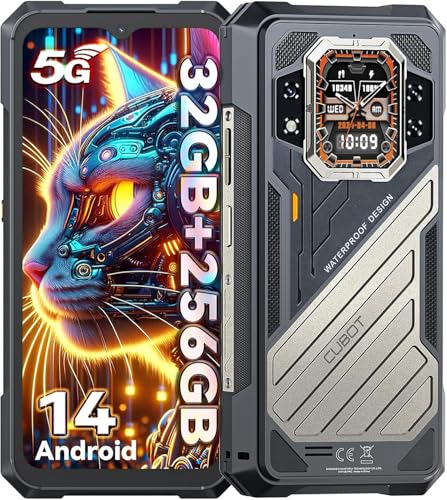 CUBOT King Kong X Rugged Smartphone 5G - 32GB+256GB Cell Phone, 10200mAh(33W) Battery, 6.58" FHD+1.85" Dual Display Rugged Phone Unlocked, 100MP Camera, 5G Dual SIM Android 14 Phones, NFC/GPS/OTG