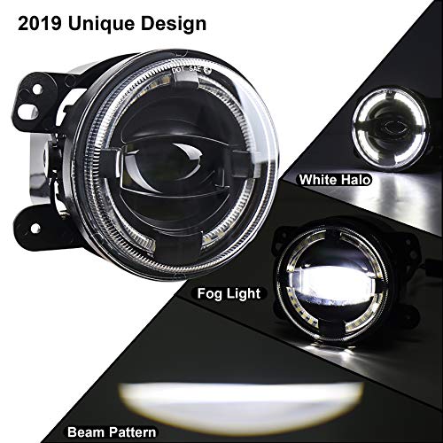 image for 4inch LED Fog Lights OVOTOR 20W Fog Lamps with White Halo DRL Front Bu