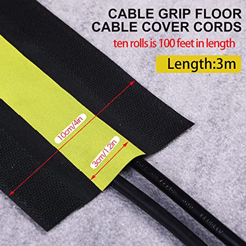 Image of WILLBOND Carpet Cord Cover Cable Protector Floor Cover Cable Protector Management Only for Commercial Office Carpet(98.43 ft,Yellow and Black)