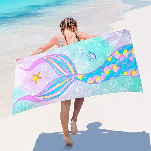 Pinata Mermaid Beach Towel Girl Oversized Kid Adult Towel Quick Dry Microfiber For Swimming Pool Bath Travel Outdoor Camping Multi-Use Colorful Mermaid Tail Wrap Towel Gift For Teens Women 30"X 60 Inch thumb #1