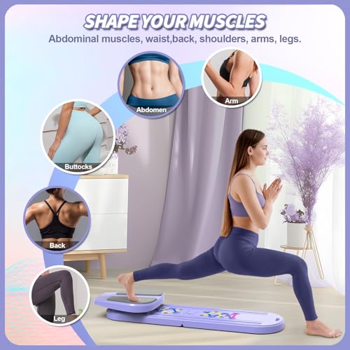 Pilates Board,Multifunctional Rebound Pilates Reformer Machine,With Automatic Rebound Ab Roller,Multifunctional Ab Exercise Board,Tension Rope,Timer,6-in-1 Pilates Reformer Set for Body Workout - Image 5