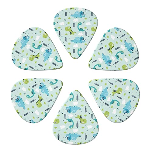 Lot de 6 médiators motif dinosaure pour guitare acoustique, guitare électrique, basse, ukulélé – fins, moyens et épais. - Les Beatles, Paul McCartney, John Lennon, RIngo Starr, George Harrison Lot de 6 médiators motif dinosaure pour guitare acoustique, guitare électrique, basse, ukulélé – fins, moyens et épais. – Image 5