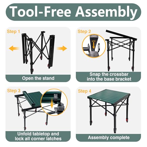 Portable Foldable Camping Table with Adjustable Height - Lightweight Aluminum Roll-Up Camp Table with Storage & Carry Bag, Heat-Resistant for RV, Picnic, BBQ, Camping (Small 16"x13") - Image 9