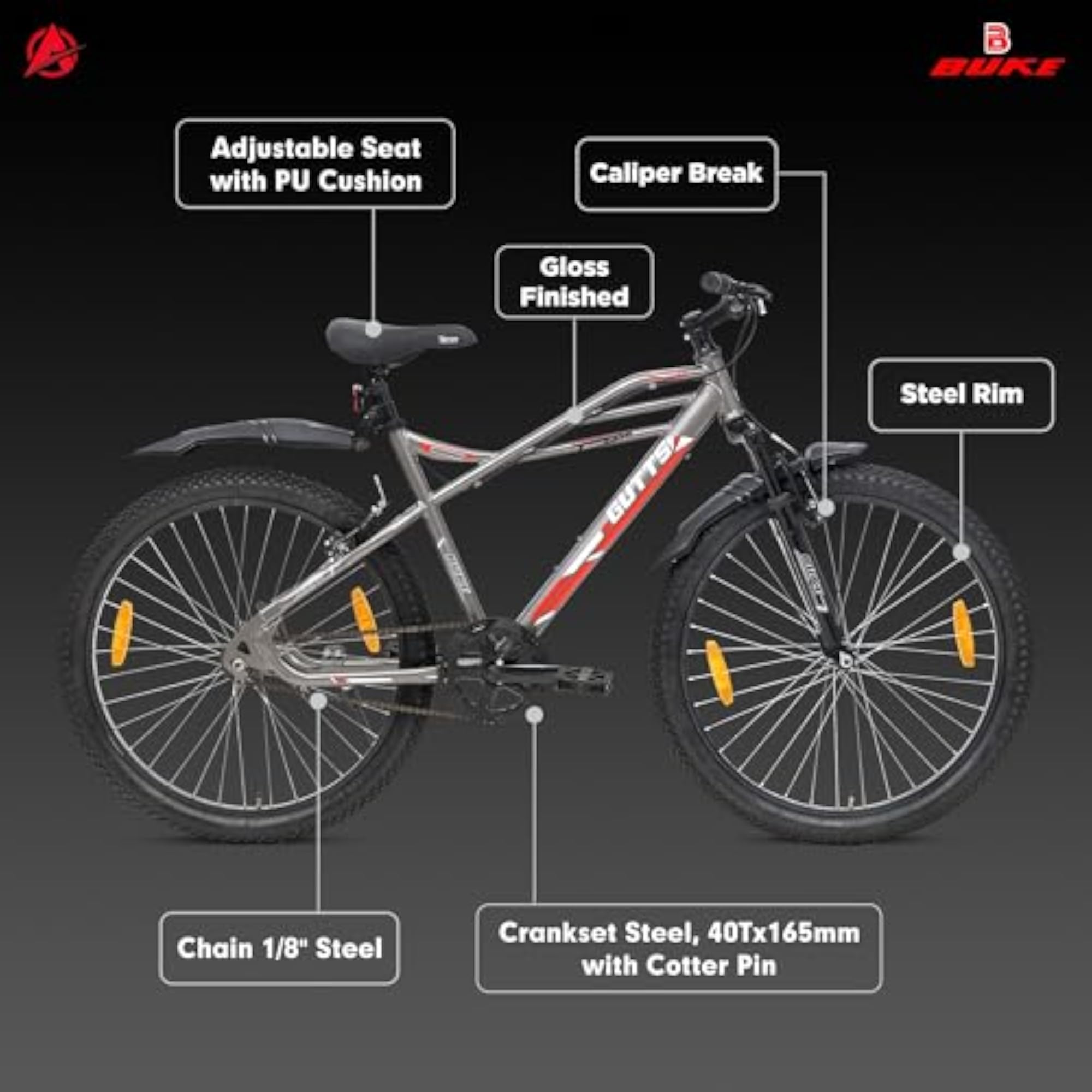 Buke Guts 26T MTB Bicycle for Men, 19 Inch Frame Size