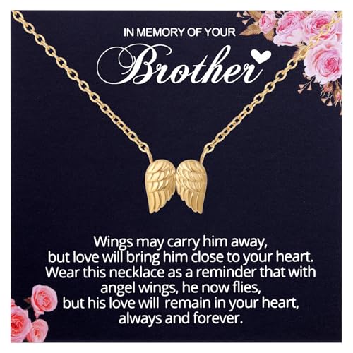 Ralukiia Loss of Brother Sympathy Gift, Brother Remembrance Necklace, Memorial Gift, Bereavement Condolence Keepsake, Passed Away Sibling Gifts, Grief Gifts for Sister