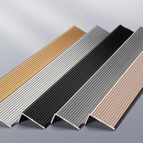 Nez de marche en aluminium lot de 3 profilés en L gris antidérapants 100x30 mm