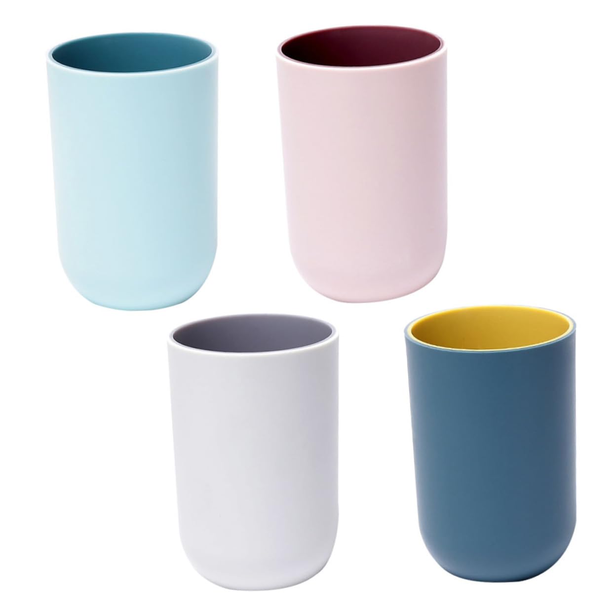 HOLIDYOYO 4pcs Assorted Color Toothbrush Cups Simple Stylish Washing Mugs for Home Use Smooth Polished Design Capacity Wear-Resistant Health-Safe Material