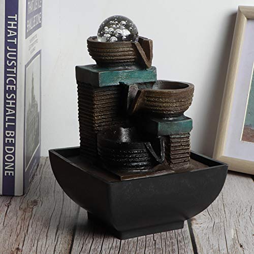 Yuecoom Ornamento de fonte de água, inovador enfeite de fonte de água de resina para ambientes inter