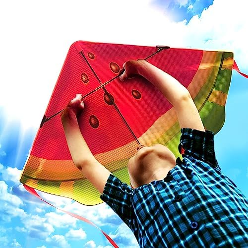 Large Rainbow Kite for Kids Easy to Fly, Classic Beginners Kids Kite for Family Outdoor Games & Activities, Extremely Easy to Assemble & Soars High in Low Wind Spee