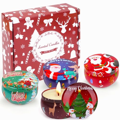 Weihnachten Duftkerze Geschenk 4 Stück, Geschenk für Frauen,...