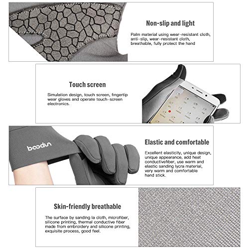 Andoer Luvas de toque térmicas para luz externa ciclismo de inverno e tela de toque antiderrapante p