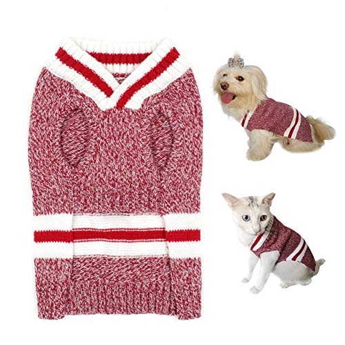 QAPZI Dog Coat Dog Sweaters for Small Dogs V-Neck Mixed Color Pet Dog Knitwear Wool Puppy Winter Coat Cat Clothes Kitten Sweaters Dog's Clothes