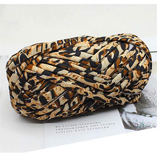 1 PCS Colorful T-Shirt Yarn Knitting Yarn Fabric Crochet Cloth for DIY Knitted Fabric Art (#44 Leopard)