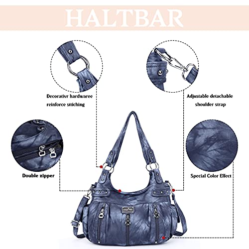 Image of Angel Kiss Large Purses and Handbags for Women Washed Faux Leather Crossbody Hobo Satchel Shoulder Handbag Tote Purse
