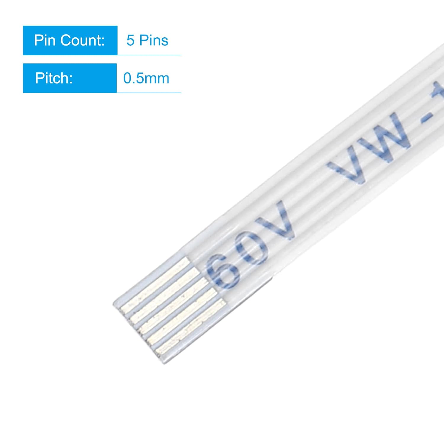 MECCANIXITY 20pcs FFC FPC Ribbon Flat Flexible Cables, 5 Pin 0.5mm Pitch B Type 80mm Long for LCD 3D Printer Camera DVD TV Laptop Audio