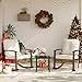 Aoxun 3-Piece Outdoor Rocking Bistro Set, Patio Furniture Set with Coffee Table and Thick Cushions, Wicker Rocking Chairs Set of 2 for Garden, Balcony, Backyard, Poolside (Beige)
