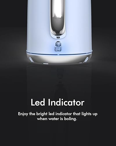 Miniatura 5 de Hervidor de té eléctrico para agua hirviendo, caldera de agua de acero inoxidable con tapa abierta, 1500 W1.7 L para preparación de cafété, apagado