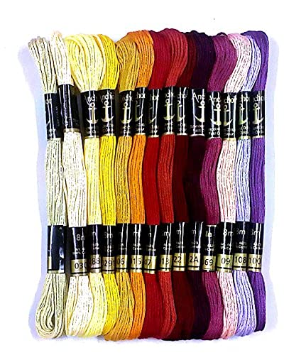 Anchor Stranded Cotton Assorted Skeins, 8m (Fast Colour - 4624-01111) - 50 Skiens, 2 Shades Each of 25
