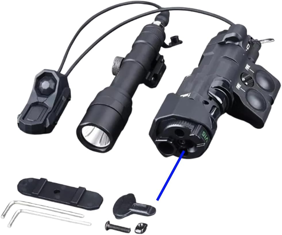 Nylon MW C1+ Box Aiming Laser Sight(with Red/Green/Blue Laser + IR Laser + IR Fill Light + LED Flashlight),&M600U LED White Flashlight,&AX Modular Dual Wire Remote Pressure Switch (SF+2.5) Set,Black