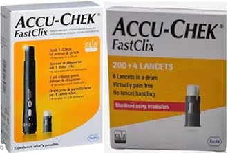 Accu FASTCLIX 200 PLUS 4 LANCETS + Chek FastClix Lancing Device (Finger Pricker)