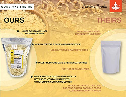 Image of Sattvic Foods Jumbo Rolled Oats (500 g) | Gluten-free, Large Old Fashioned Rolled Oat Flakes | High in Fibre and Protein | Make Oatmeal, Overnight Oats, Muesli, Granola bars, Use in Baking (Pack of 2)