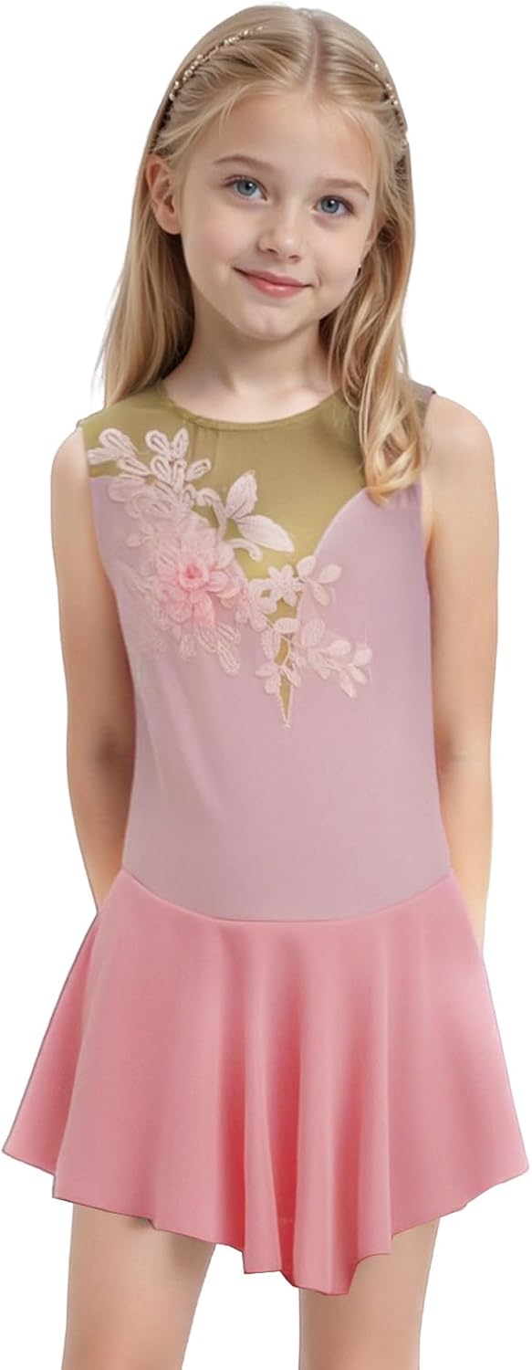 LIUHUO Ice Figure Skating Dress Girls' Sleeveless Competition Perform Womens Dance Dresses Elegant Handmade Decals