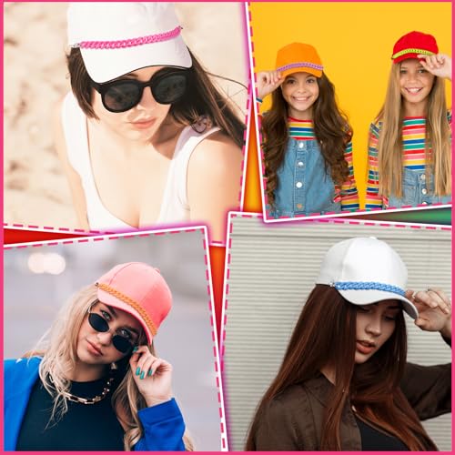 Image of Geyoga 9 Pcs Trucker Hat Chains Trucker Hat Charms Women Man Bill Decoration Detachable DIY Metal Chain for Mesh Baseball Cap(Candy Color,Candy)