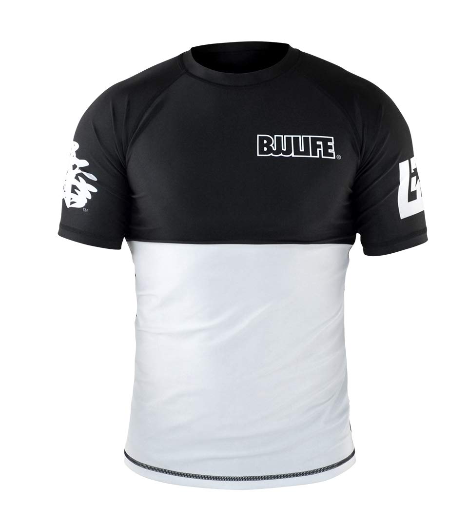 CompLite Ranked Rash Guard | Short Sleeve | No GI Brazilian Jiu Jitsu | MMA BJJ Wrestling Training Water Sports | White | X-Large