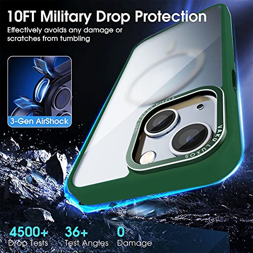 Image of Vaku Luxos Trans Armor MagPro for iPhone 14 Plus Cover Case, 6 Feet Drop, Metal Ring Camera Protection, Shockproof, Scratch Resistant, Slim, Compatible with MagSafe Back Cover - Green