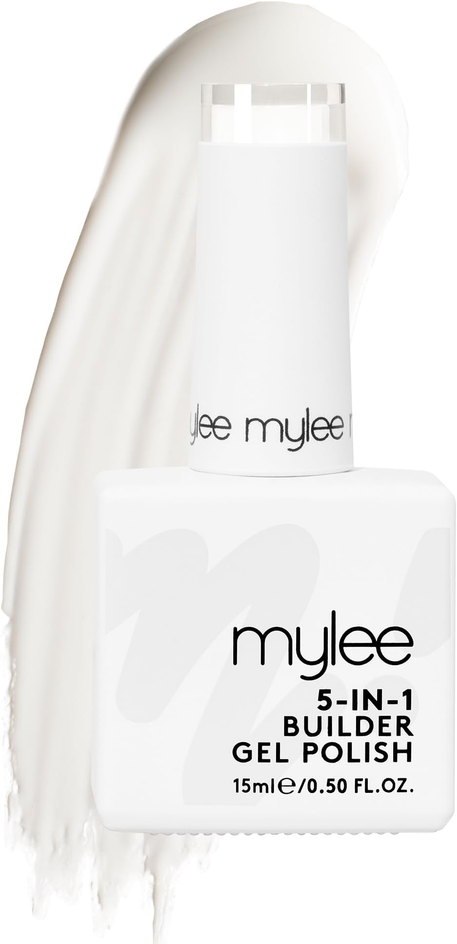 Mylee 5 in 1 Builder Base Strengthening Gel 15ml, UV/LED Nail Polish Coat for Hard Strong Nails Tips & Extensions, For Nail Art Decoration, Decals & Jewels, Professional Manicure Repair (White)
