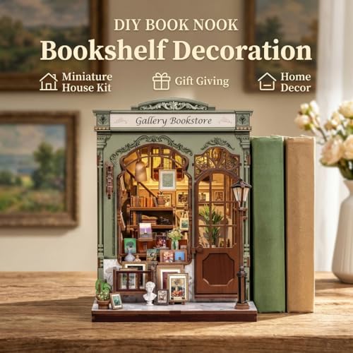 Image of PATPAT 1 Pack Wooden Book Nook Kit Ages 14 Miniature Bookstore Decor